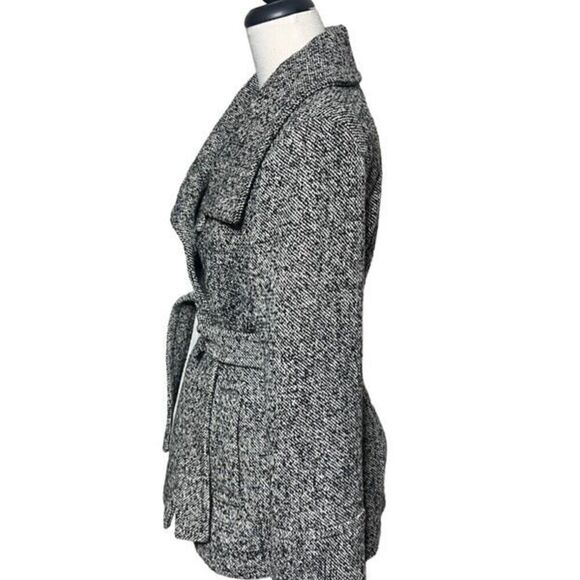 Anne Klein Belted Double Breasted Tweed Pea Coat Size Small - Picture 2 of 5